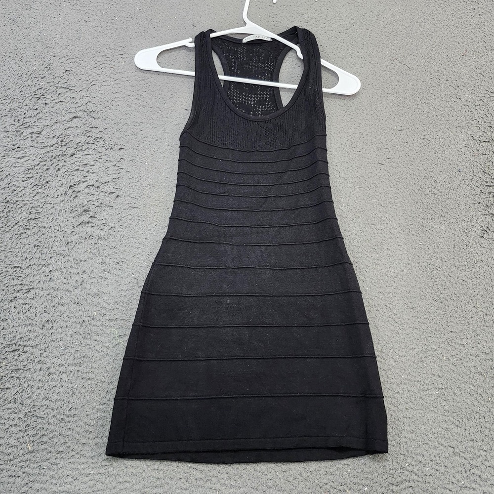 BUI YAH KAH Dress Womens One Size Black Knit Sheer Bodycon Tank Mini Short